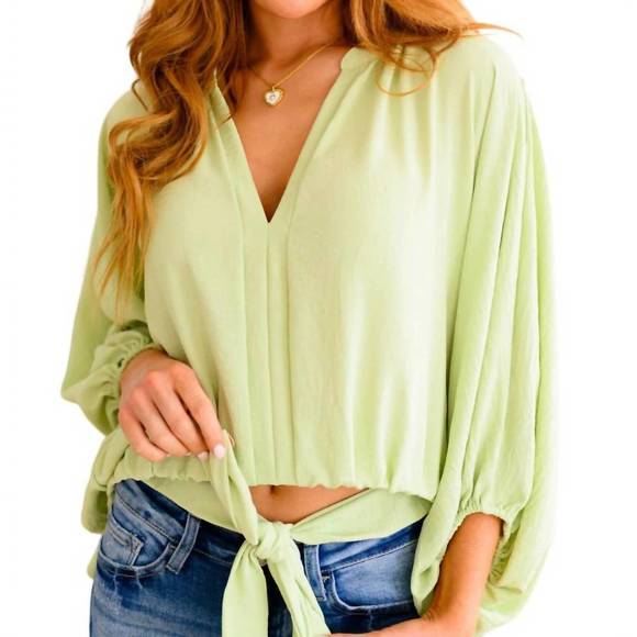 NEW GEEGEE hit me up tie detail top in green - Picture 1 of 6